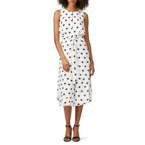 Rachel Roy Collection Ivy White Black Polka Dot Midi Dress Women's Size Medium M